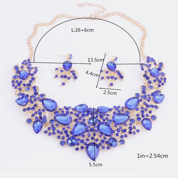 18K gold plated multi color rainbow crystal Necklace earrings set - Picture 12 of 14